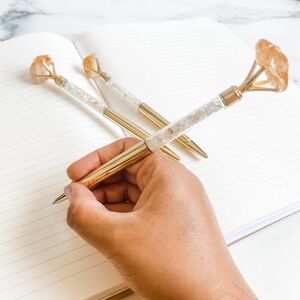 ✨Citrine Crystal Gold and Crystal Ballpoint Pens✨